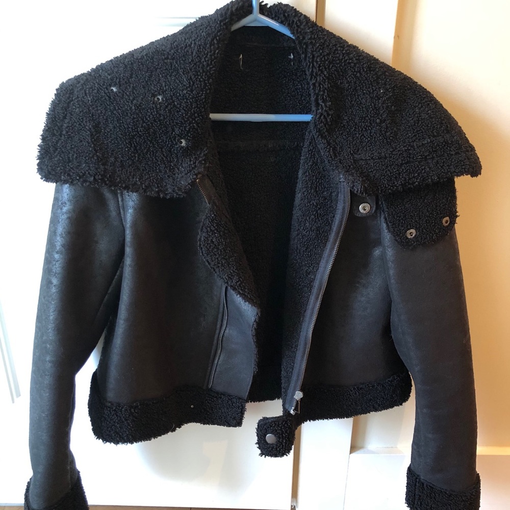 Black sherpa trim jacket